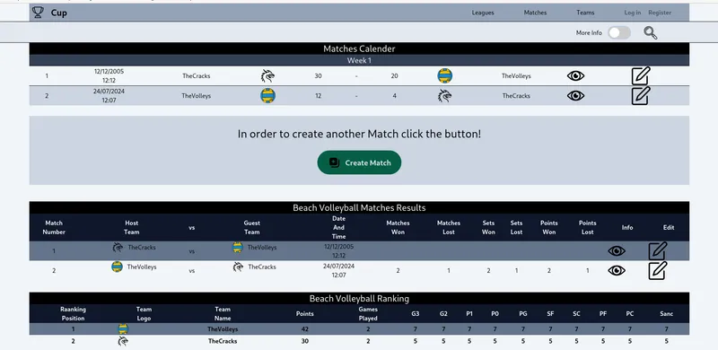 Cup - Sports Scheduler - Project Screenshoot